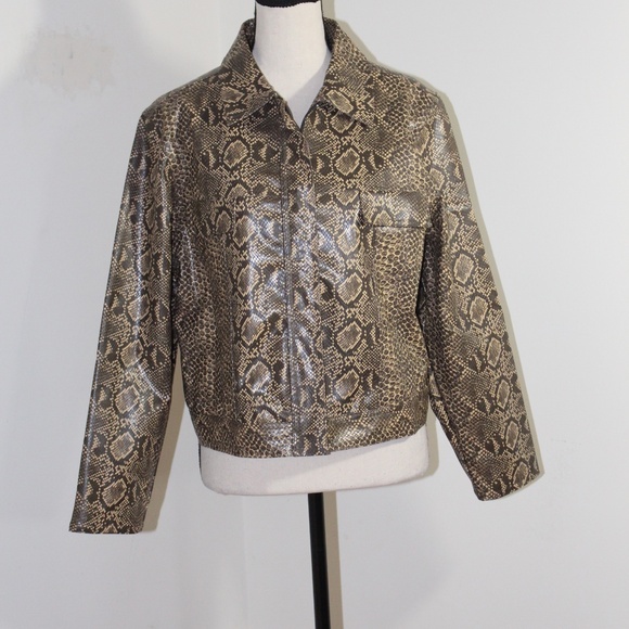 FU DA Sport, faux Leather Snakeskin Print Jacket - Picture 1 of 11